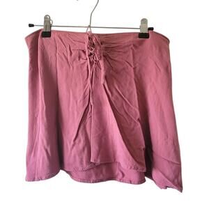 Medium Kendall & Kylie Lace Up Feont Mauve Pink Mini Skirt